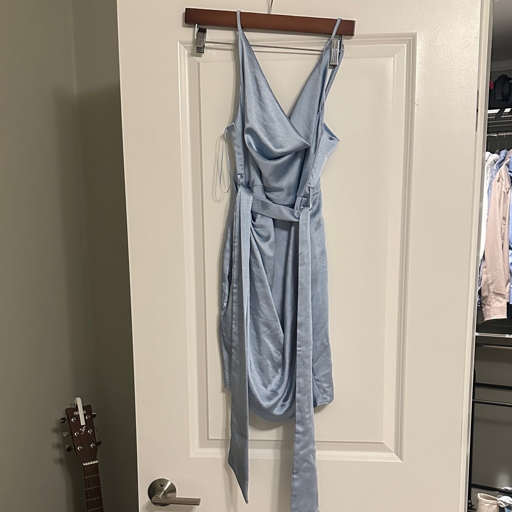 Elegant Blue Wrap Dress